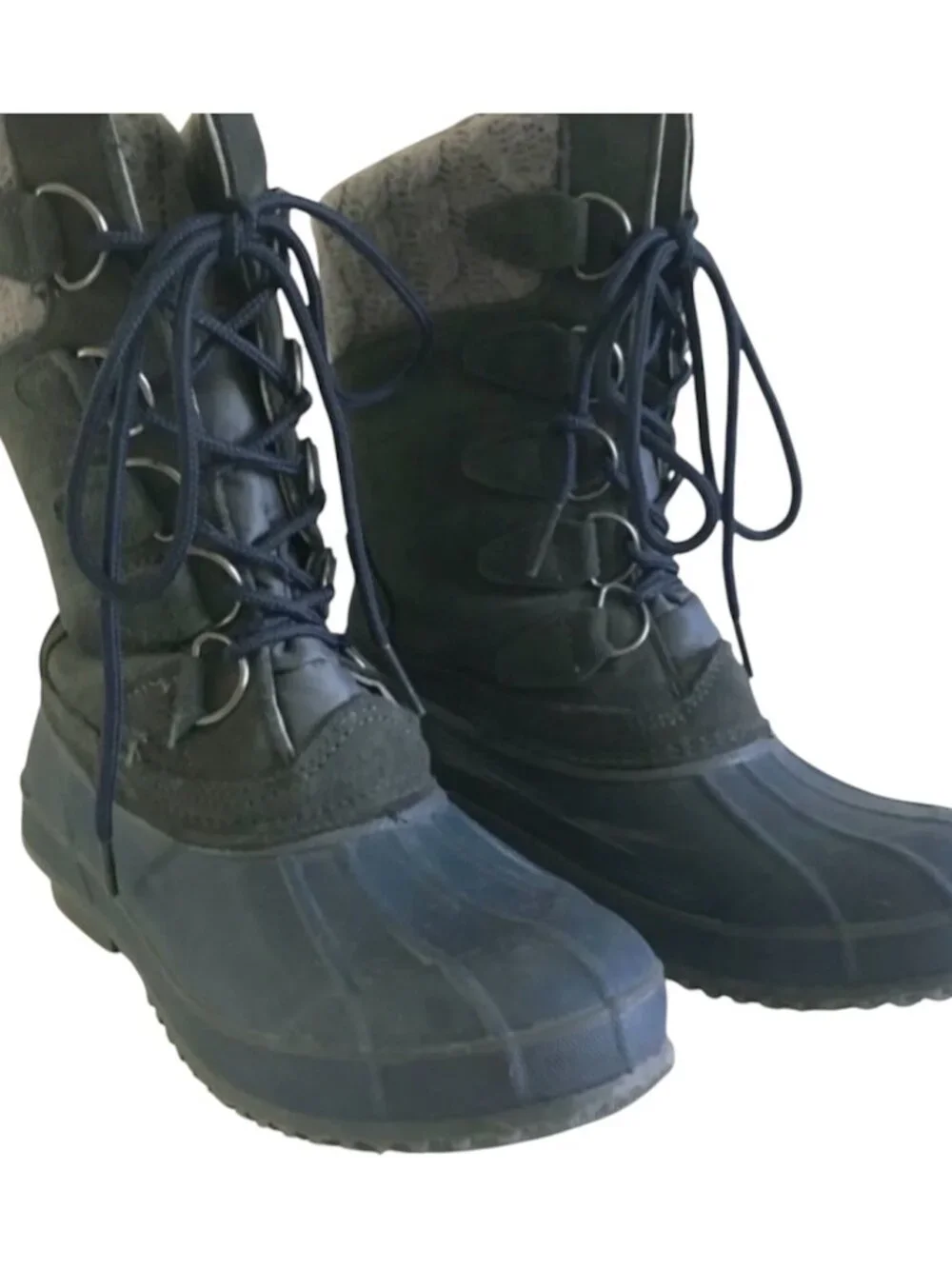 Khombu Snow Boots Shoes Size 6 Gray Blue Waterproof